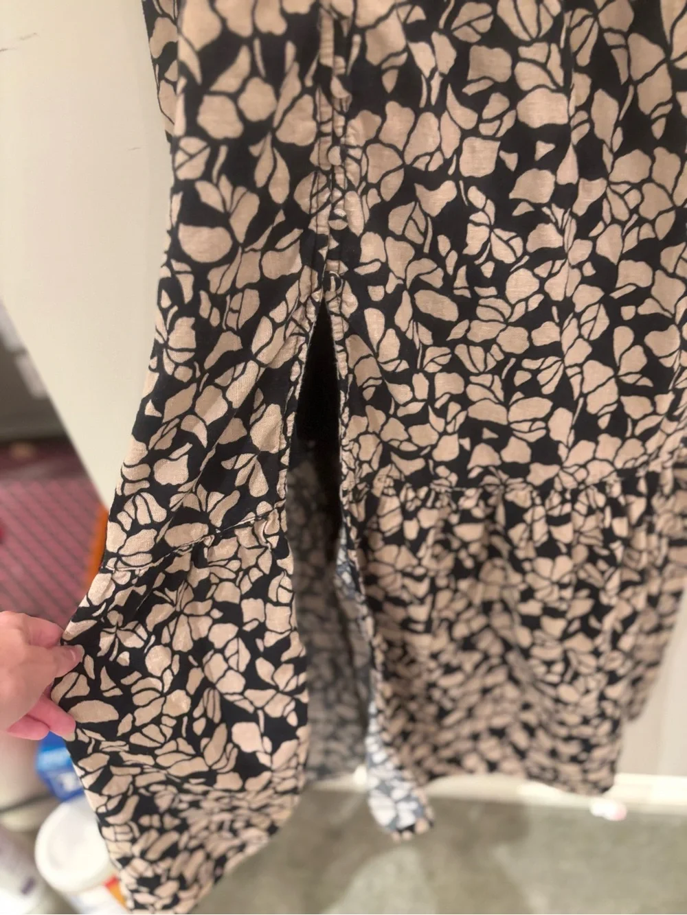 Abercrombie & Fitch Black and Cream Floral Maxi Dress with Spaghetti Straps